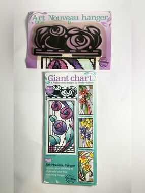 Art Nouveau hanger designed for Cross Stitch display with Pattern